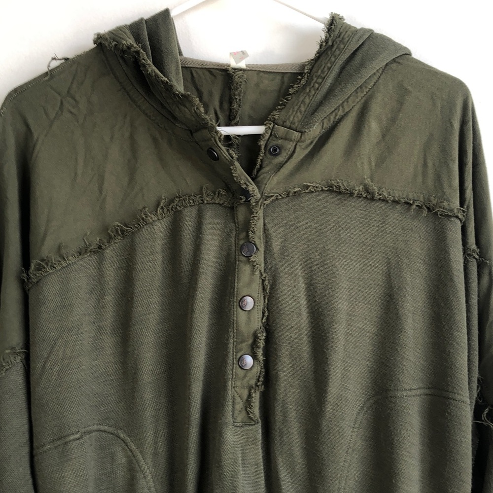 FP Movement Olive Green Hooded Pullover Top - Picture 3 of 7